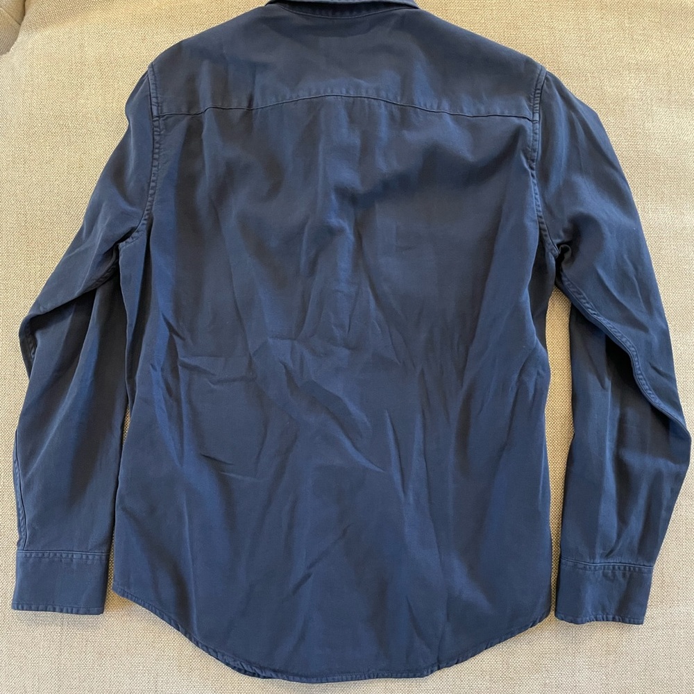 Abercrombie & Fitch Cotton Blend Solid Print Button Down Shirt in Navy Size XS - Picture 6 of 6